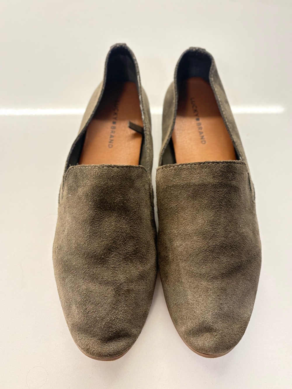Lucky Brand Olive Green Suede Slip-On Loafers